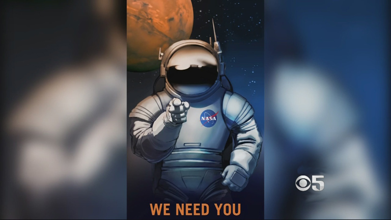 a poster showing an astronaut pointing at the viewer mimicking the Uncle Sam military recruitment poster. the bottom of the poster reads: we need you 