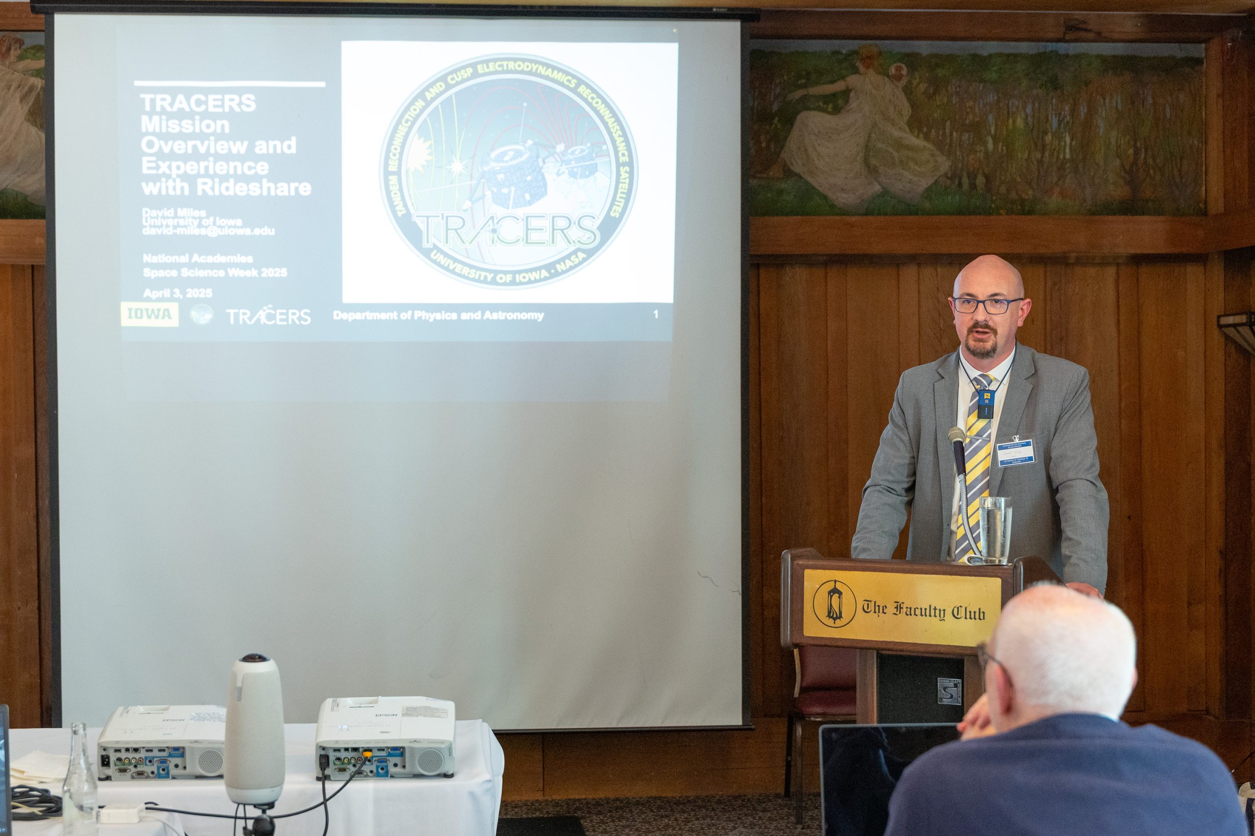 David Miles, associate professor of physics and astronomy at the University of Iowa speaks at auroral symposium