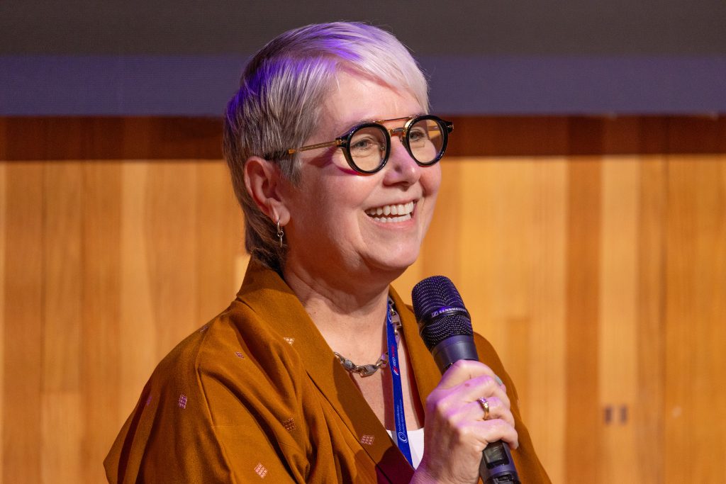 Lindy Elkins-Tanton, director of SSL, participating in a panel discussion at Berkeley Space Symposium 2025.