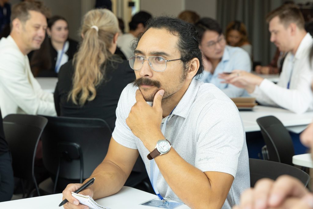 Kyle Delarno, student researcher at SSL, participating in speed mentoring at the Berkeley Space Symposium 2025.