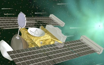 simulated image of the stardust space craft in space